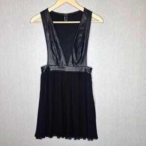 💙 Forever 21 Faux Leather Pleated Overall Dress Size S Preppy Academia Grunge S